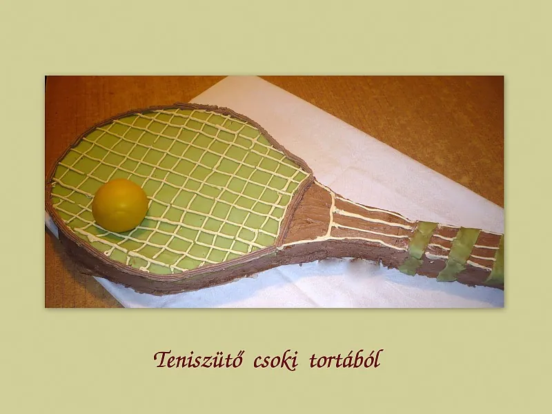 Teniszütő csoki tortából