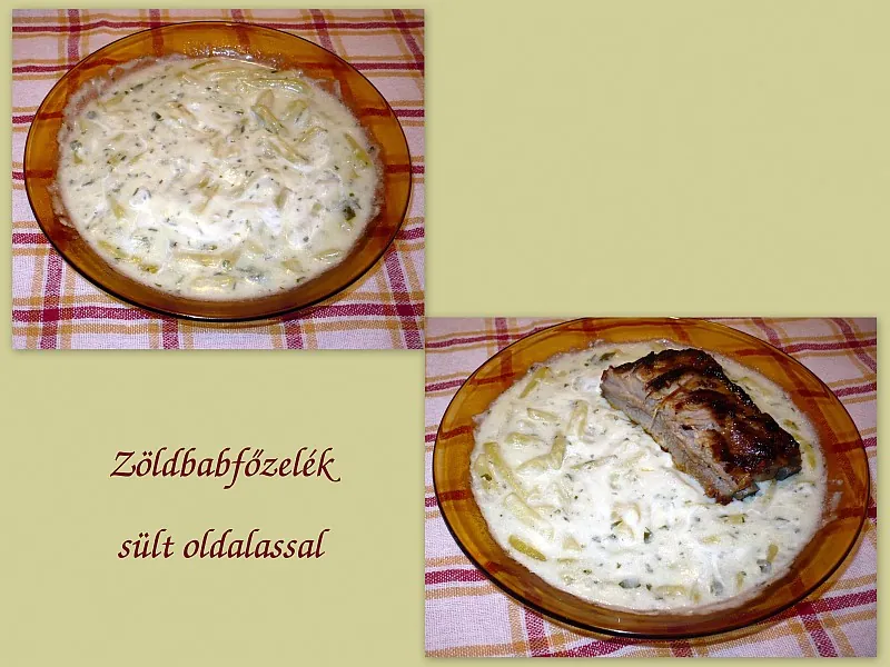 Zöldbabfőzelék sült oldalassal